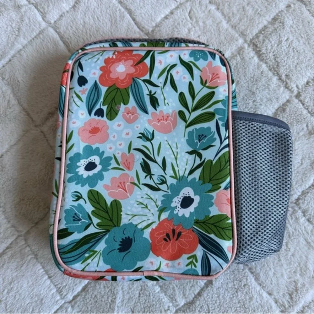 Tal | Blue & Coral Insulated Lunch Box with Hydration Pocket | Kids Lunchbag